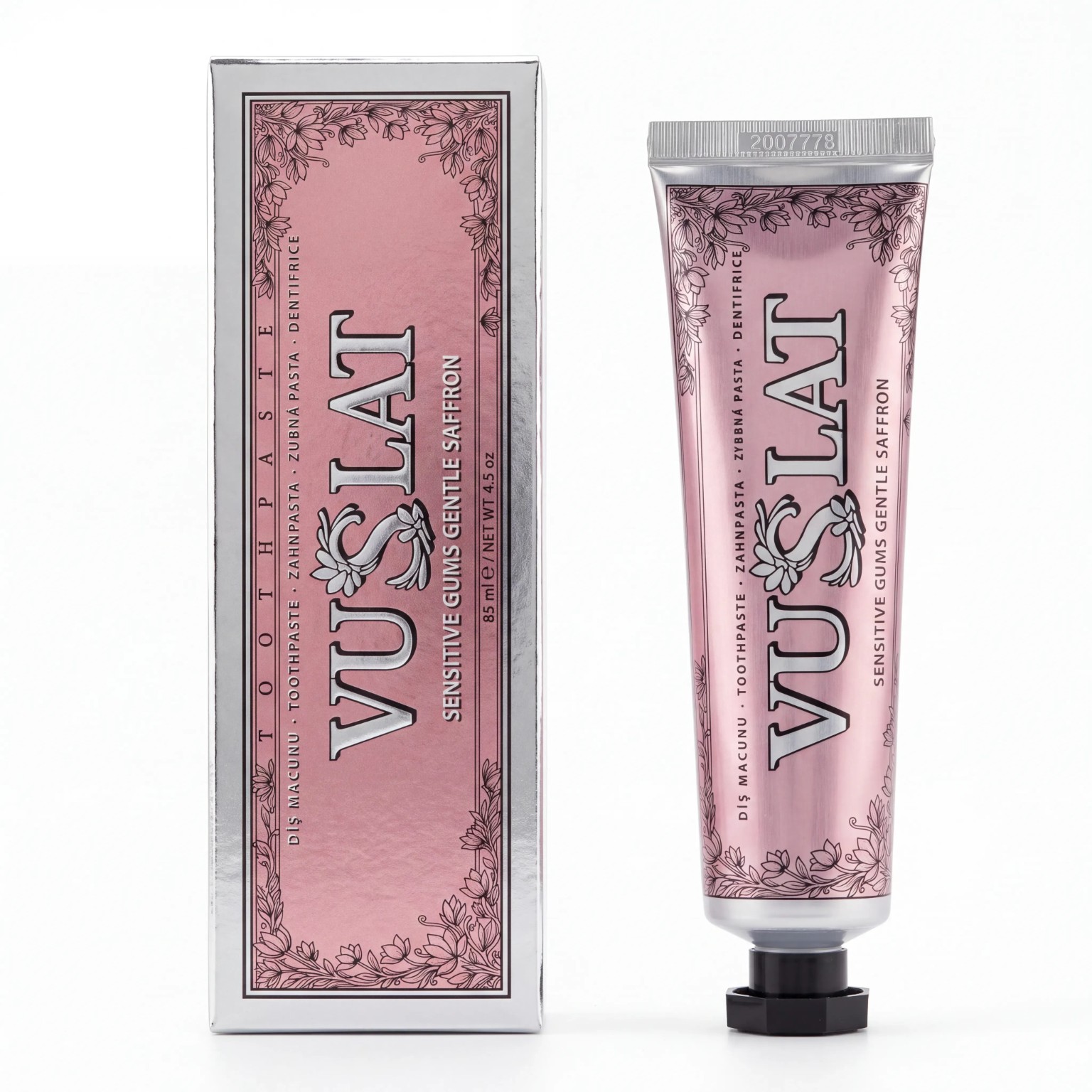 Vuslat Sensitive Gums pembe tüp ve kutu